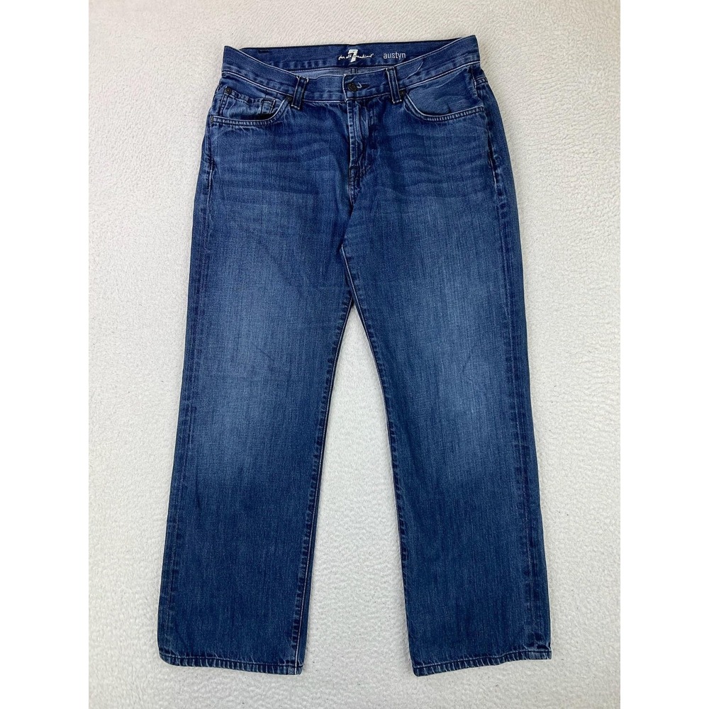 7 For All Mankind Austyn Jeans Mens 33x28 Blue Relaxed Straight Denim Pants